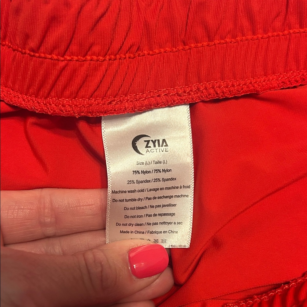 ZYIA Red Active Drawstring Waist Shorts - Picture 2 of 3
